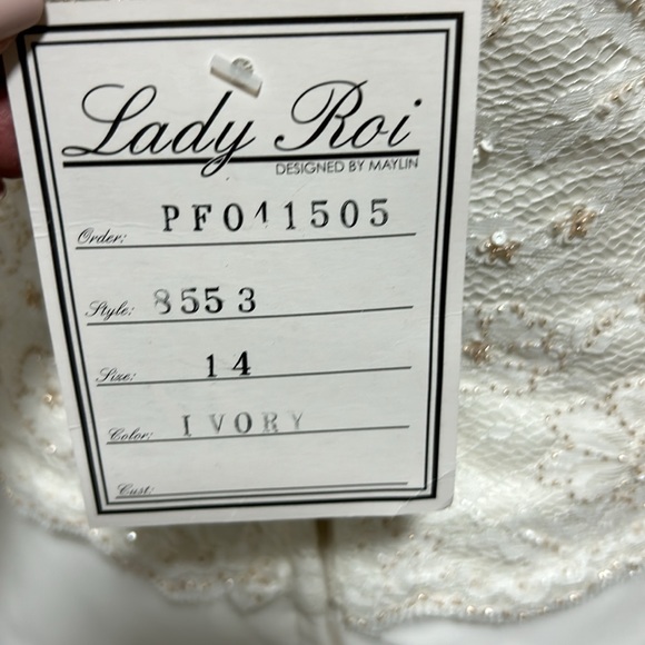 Lady Roi Ivory Spaghetti Strap gown Style Number 8553 New in Package Size 14 - Picture 9 of 9